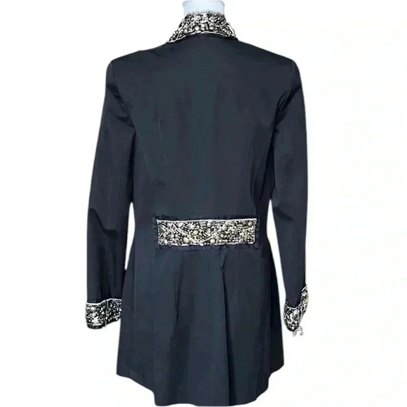 V Christina Vintage black long jacket. Size Large. Snap closure jeweled in gold - Picture 2 of 16